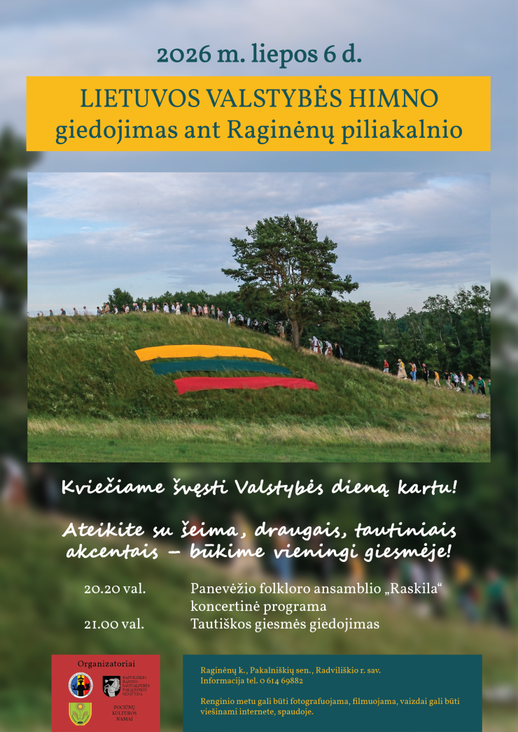 „Tautiškos giesmės“ giedojimas ant Raginėnų piliakalnio