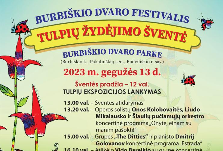 BURBIŠKIO DVARAS RUOŠIASI VIENINTELEI LIETUVOJE TULPIŲ ŽYDĖJIMO ŠVENTEI